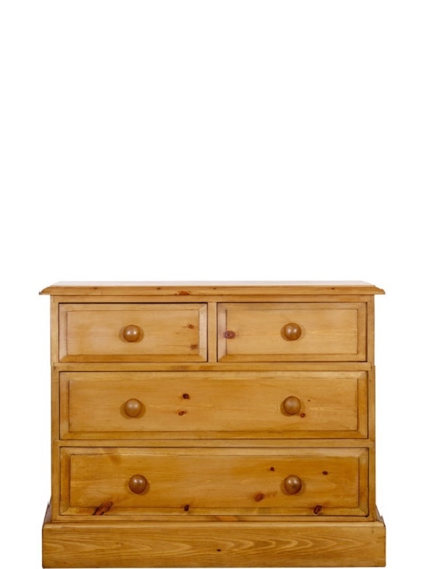 a 2 over 2 pine chest of drawers which is 36 inches long