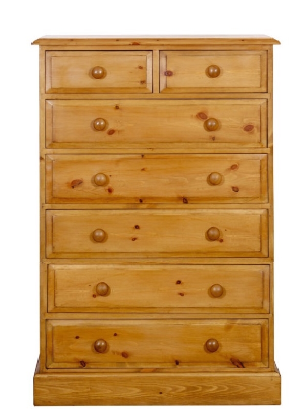 a 2 over 5 pine chest of drawers which is 36 inches long