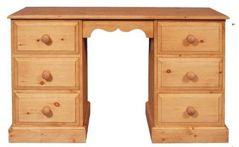 a pine double pedastal dressing table 60 inches long