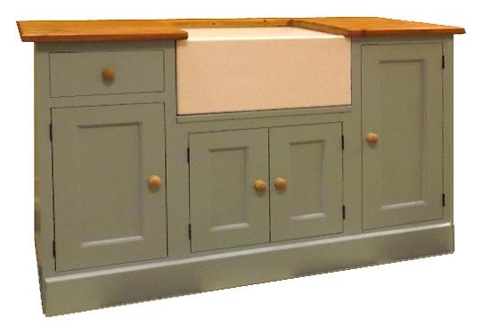 Belfast sink base unit, painted with a wood worktop