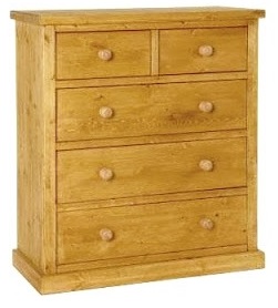 a 2 over 3 pine chest of drawers which is 36 inches long. shaker style.